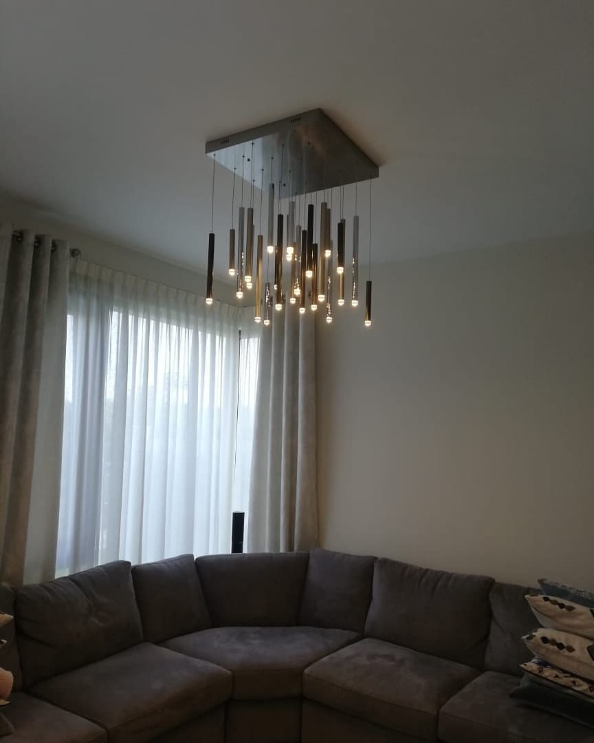 Bellini Square Tri-Tone Tubular Pendant Light Chandelier-Meet Lighting
