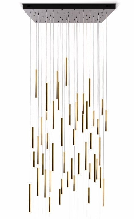 Bellini Square Tri-Tone Tubular Pendant Light Chandelier-Meet Lighting
