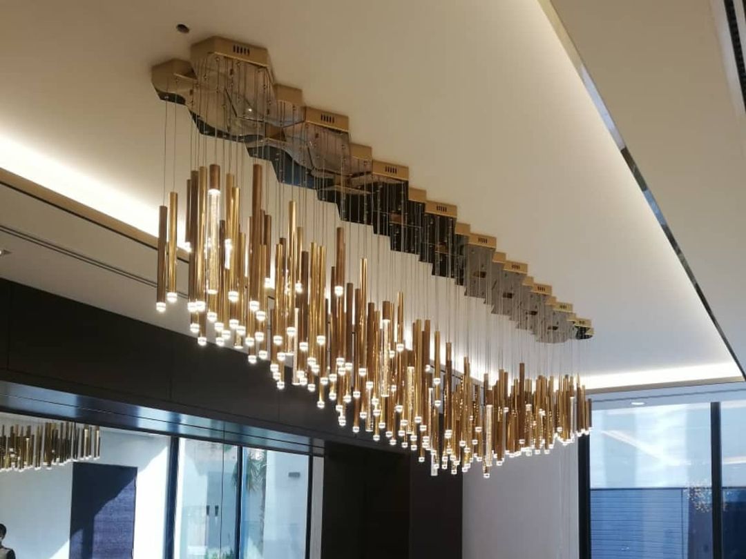 Bellini Square Tri-Tone Tubular Pendant Light Chandelier-Meet Lighting