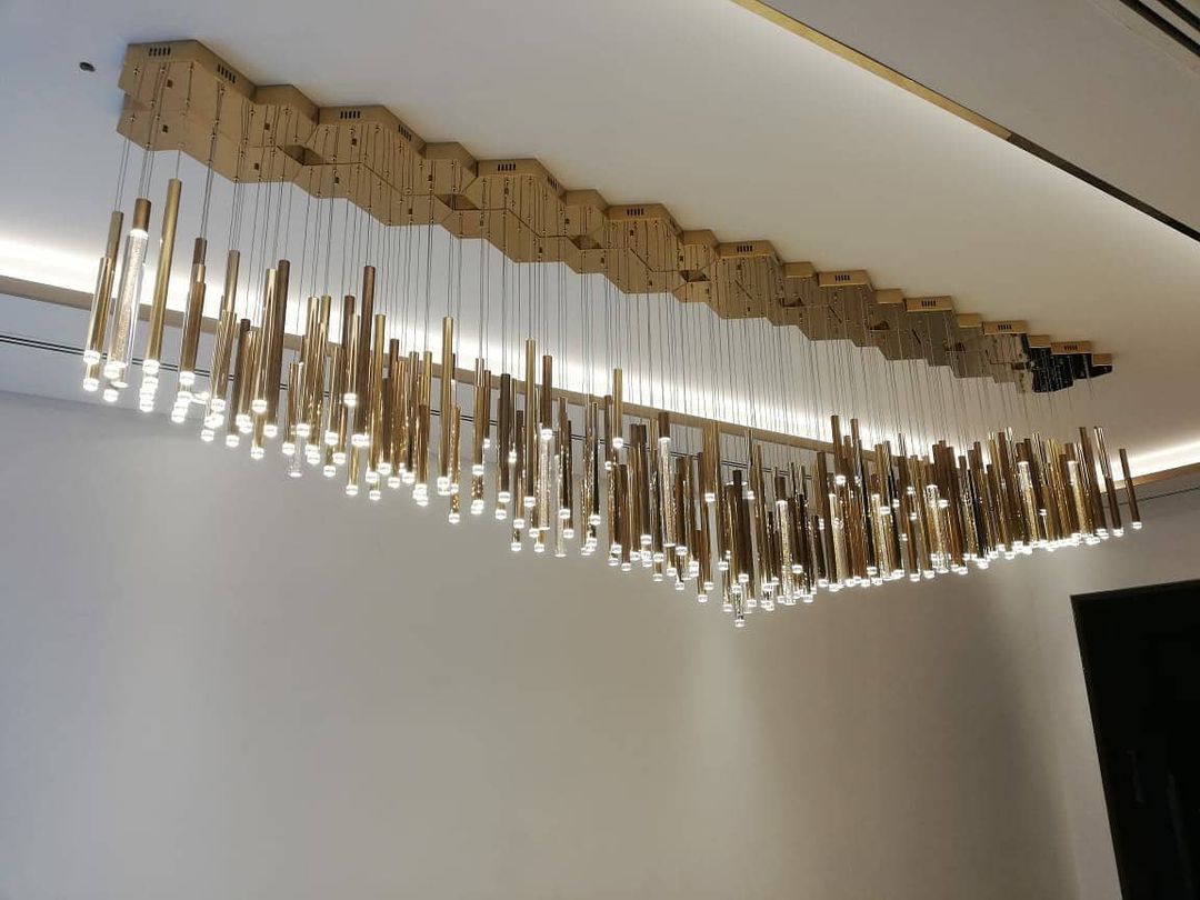Bellini Square Tri-Tone Tubular Pendant Light Chandelier-Meet Lighting
