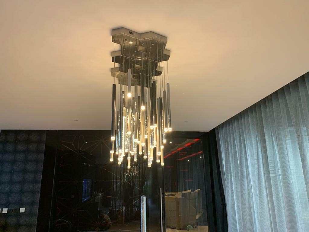 Bellini Square Tri-Tone Tubular Pendant Light Chandelier-Meet Lighting