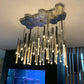 Bellini Square Tri-Tone Tubular Pendant Light Chandelier-Meet Lighting