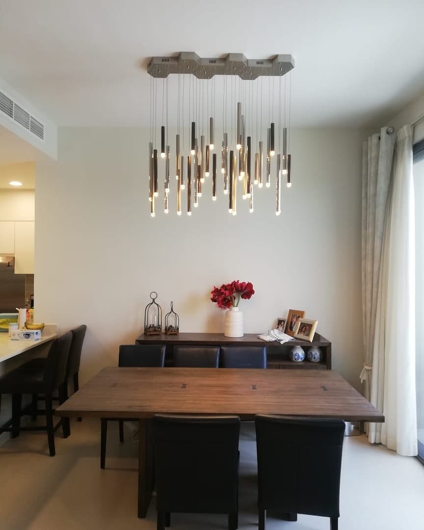 Bellini Square Tri-Tone Tubular Pendant Light Chandelier-Meet Lighting