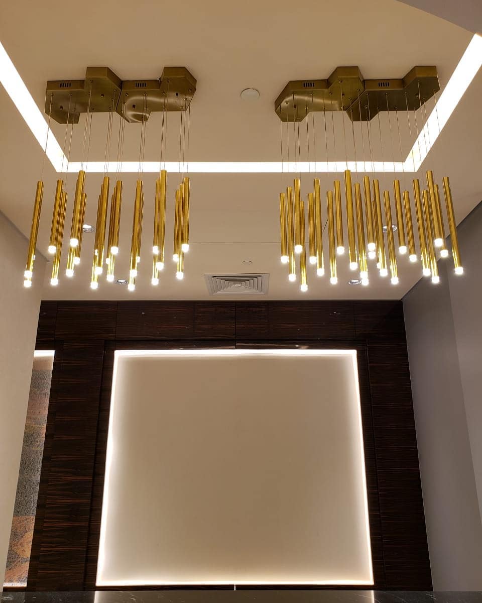 Bellini Square Tri-Tone Tubular Pendant Light Chandelier-Meet Lighting
