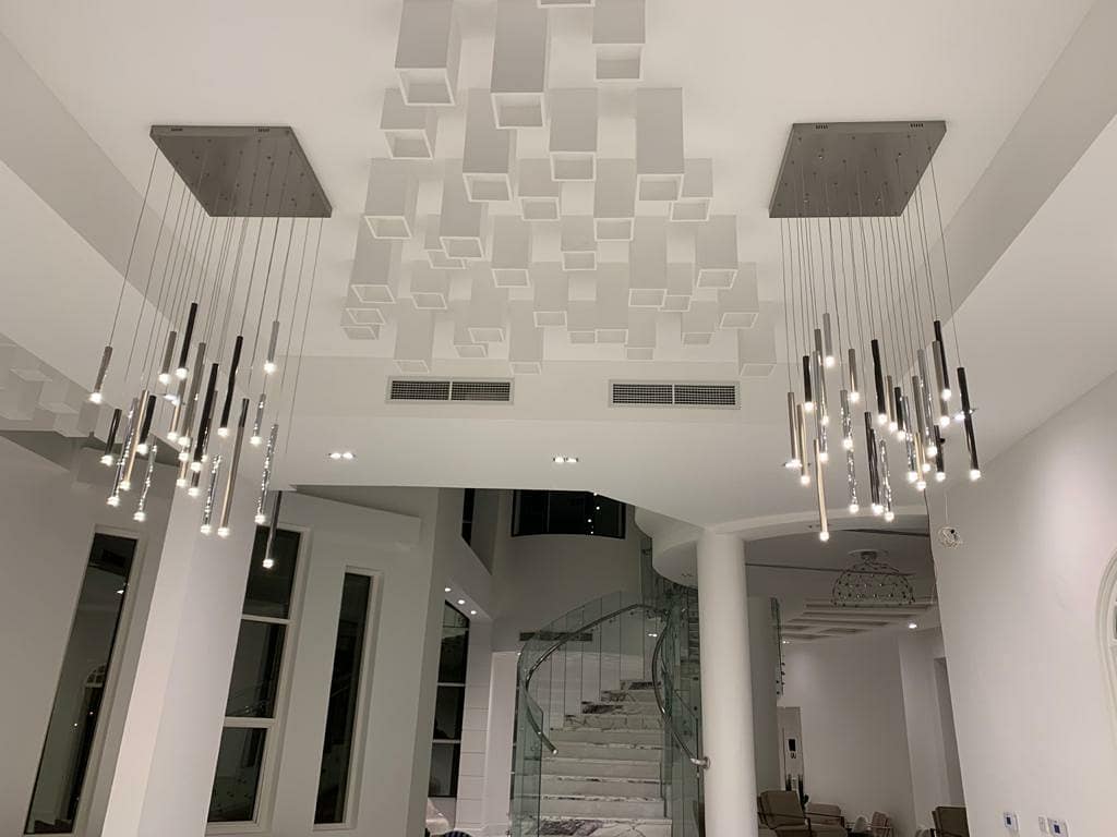 Bellini Square Tri-Tone Tubular Pendant Light Chandelier-Meet Lighting