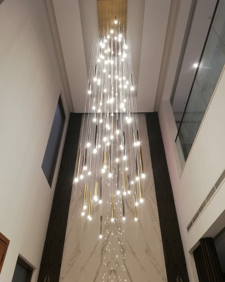 Bellini Square Tri-Tone Tubular Pendant Light Chandelier-Meet Lighting