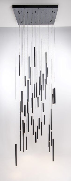 Bellini Square Tri-Tone Tubular Pendant Light Chandelier-Meet Lighting