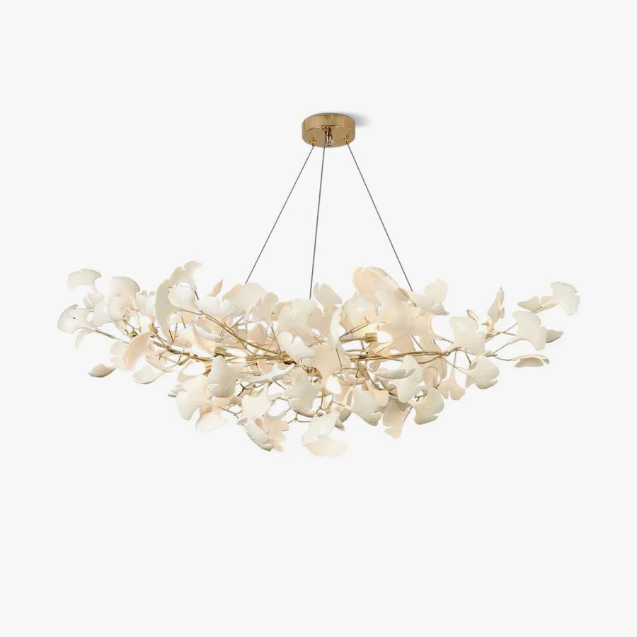 Boat-Shaped Ceramic Ginkgo Leaf Chandelier-Meet Lighting