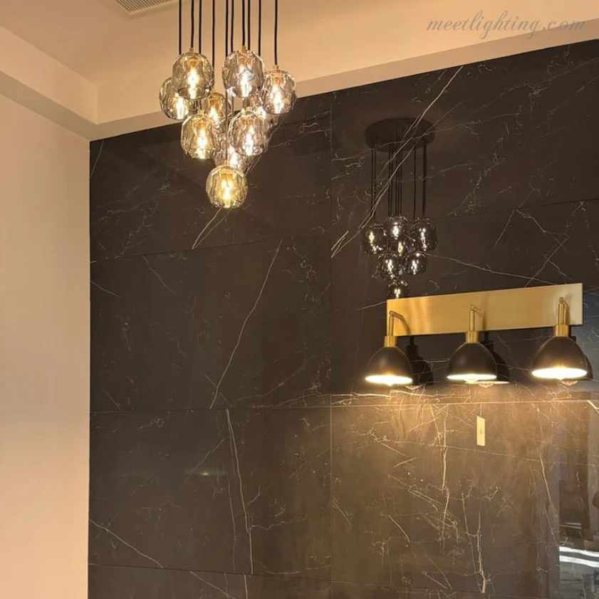 Boule Glass Round Cluster Chandelier 24"-MEET LIGHTING