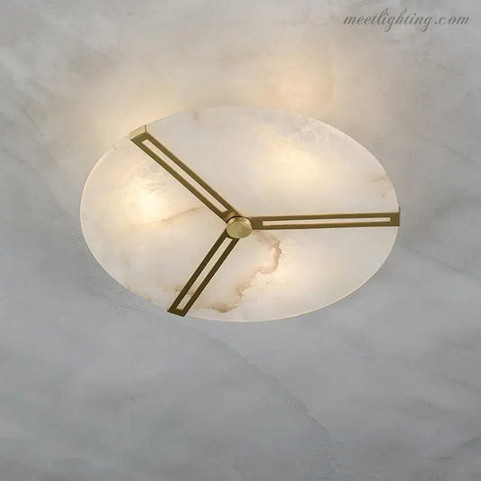 Brass Alabaster Flush Mount Ceiling Light-Meet Lighting