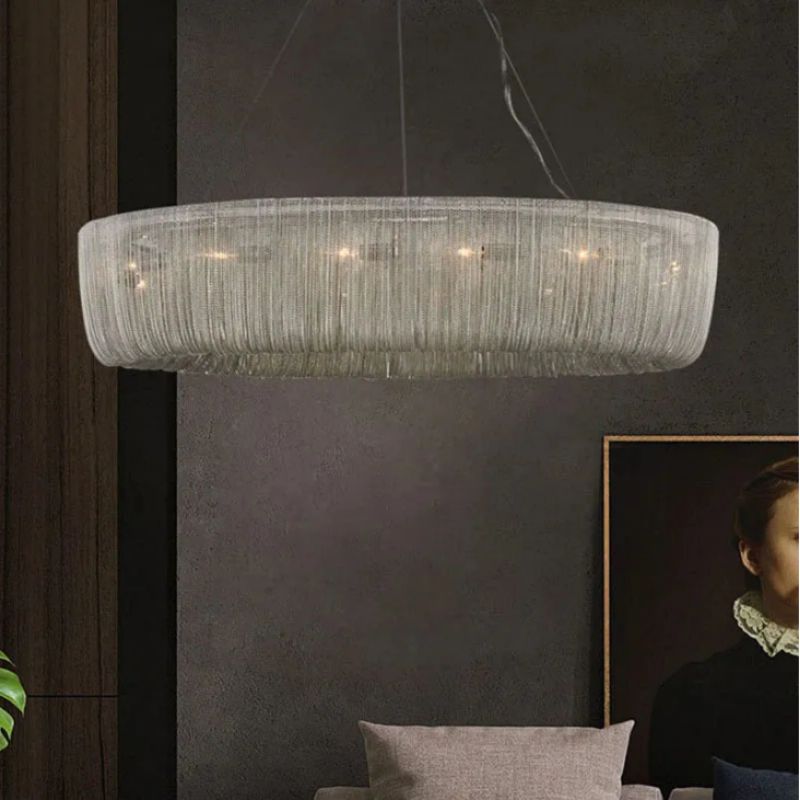 Cadenas Aluminum Chain Tassel Chandelier-Meet Lighting