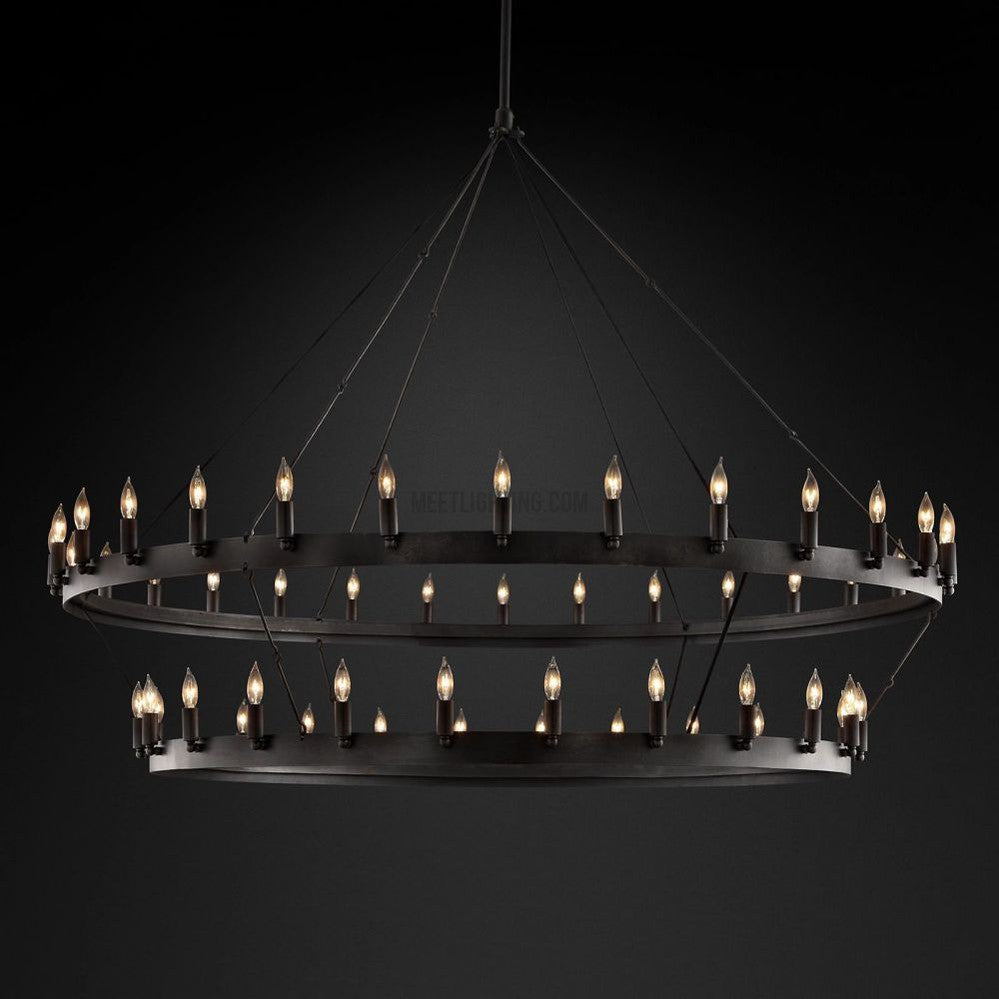 Camilo Vintage Candelabra 2-Tier Round Chandelier-Meet Lighting
