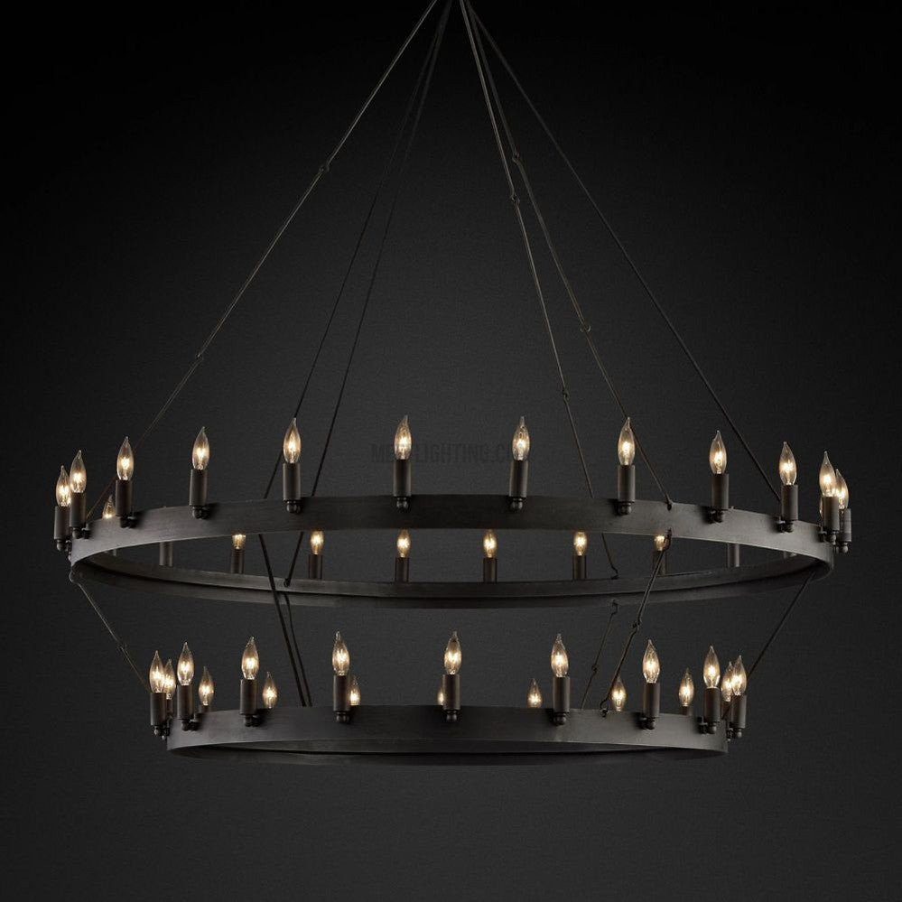Camino Vintage Candelabra 2-Tier Round Chandelier-MEET LIGHTING
