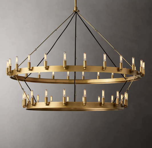 Camilo Vintage Filament Two-Tier Round Chandelier 38"-Meet Lighting