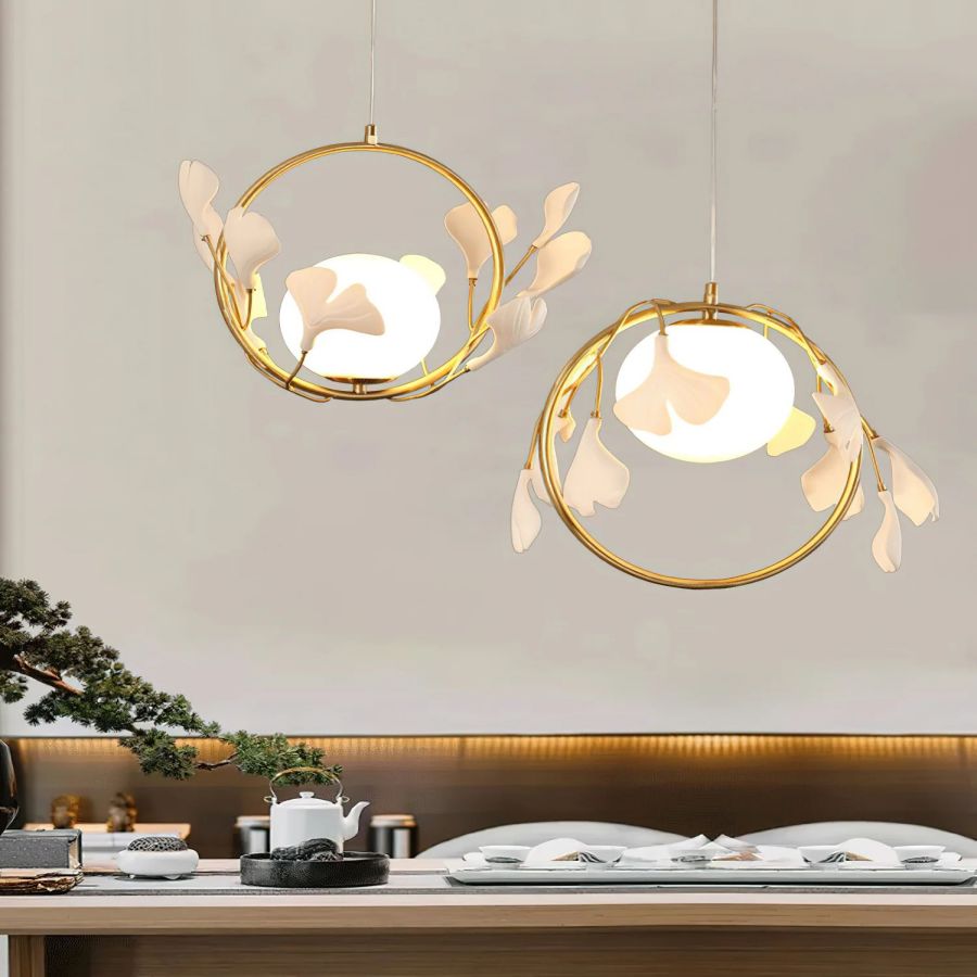 Ceramic Ginkgo Leaf Pendant-Meet Lighting