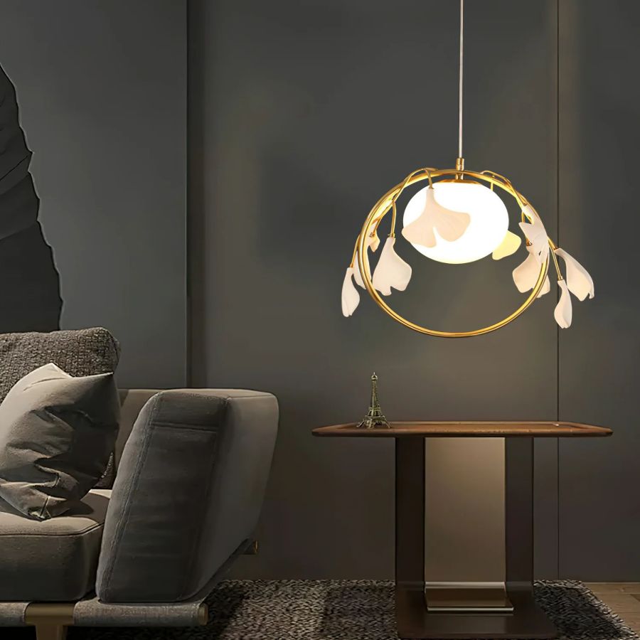 Ceramic Ginkgo Leaf Pendant-Meet Lighting
