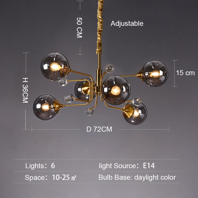 Glass Globes Chandelier|Sputnik Ceiling Fixtures Light|Magic Bean Mid Century Pendant-MEET LIGHTING