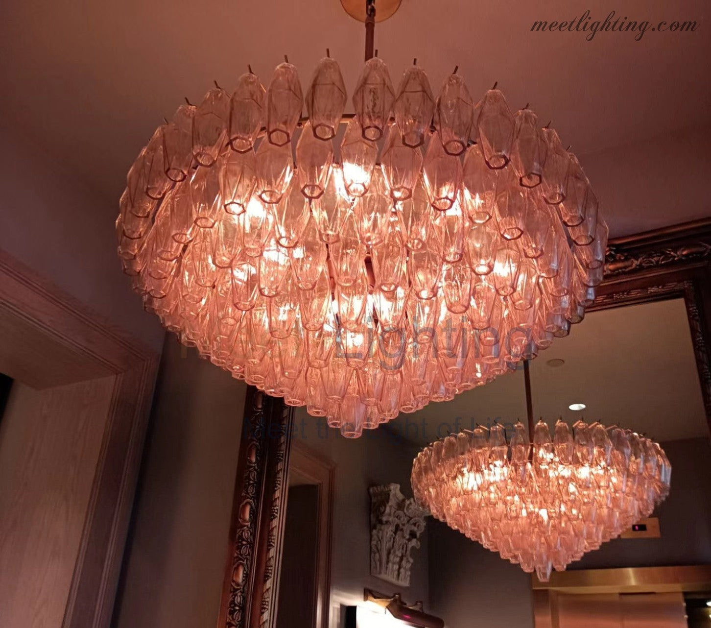Chara Glass Round Chandelier 47"-MEET LIGHTING
