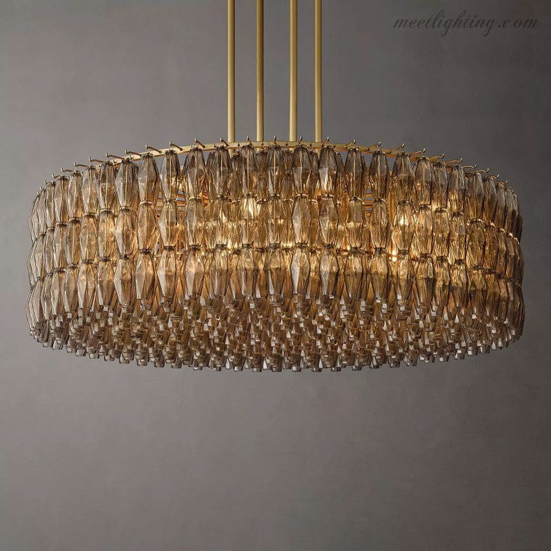 Chara Glass Round Chandelier 62"-Meet Lighting