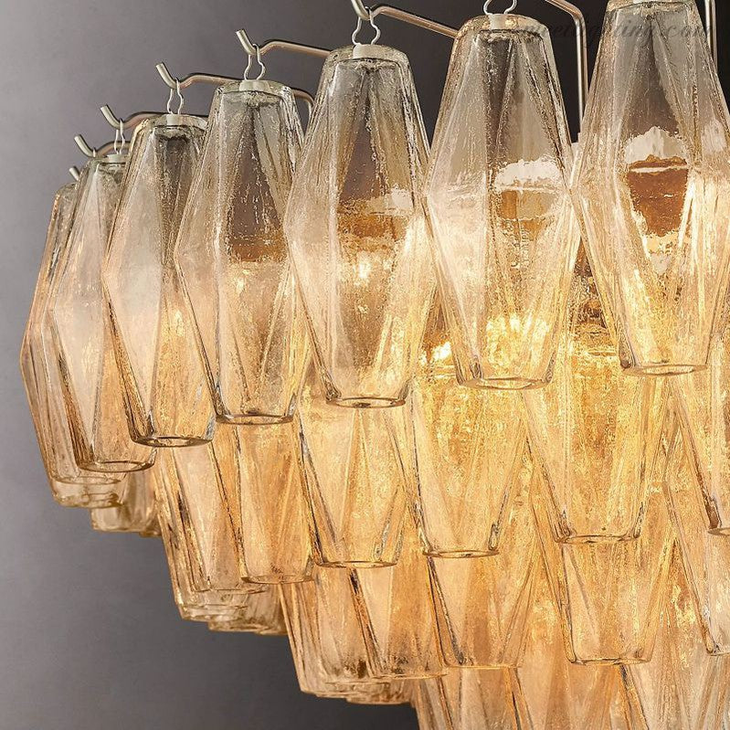 Chara Glass Tiered Round Chandelier 37"-MEET LIGHTING