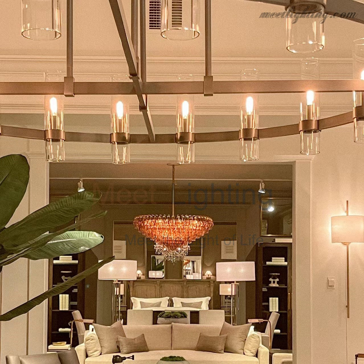Chara Glass Tiered Round Chandelier 37"-MEET LIGHTING