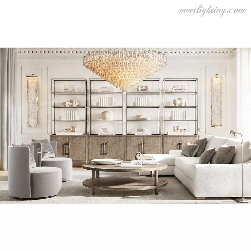 Chara Glass Tiered Round Chandelier 47"-MEET LIGHTING