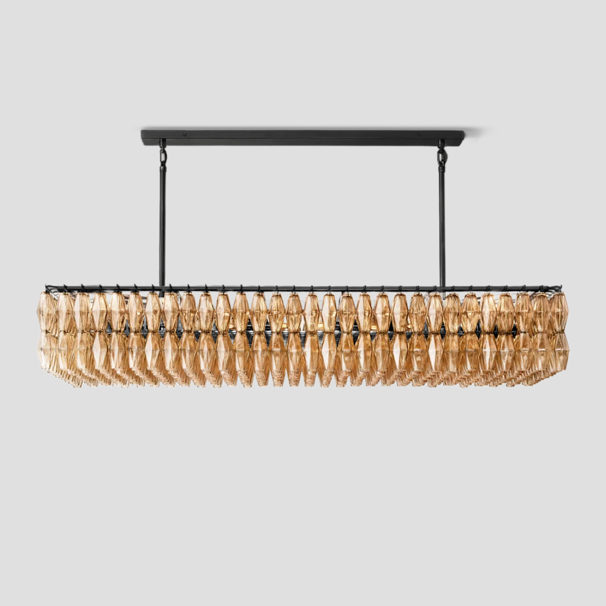 Chiaravalle Glass Tiered Rectangular Chandelier 74"W-Meet Lighting
