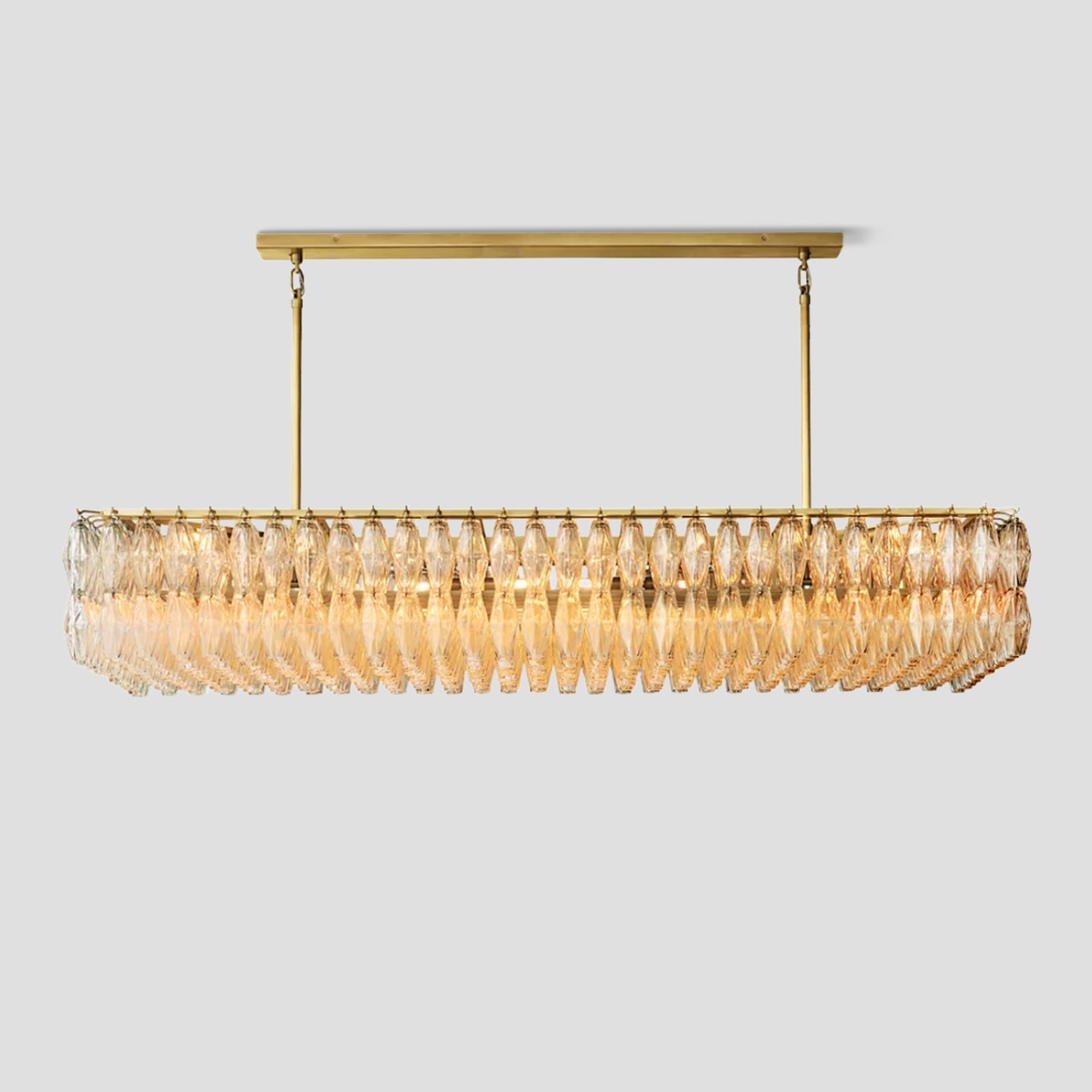 Chiaravalle Glass Tiered Rectangular Chandelier 74"W-Meet Lighting