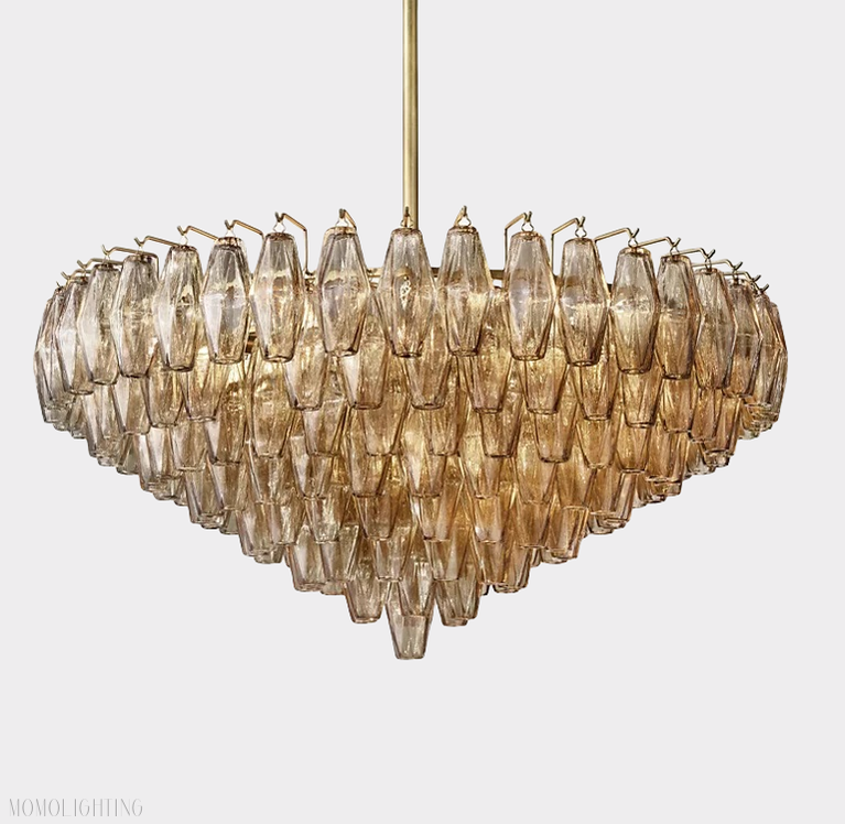 Chara Glass Tiered Round Chandelier 37"-MEET LIGHTING
