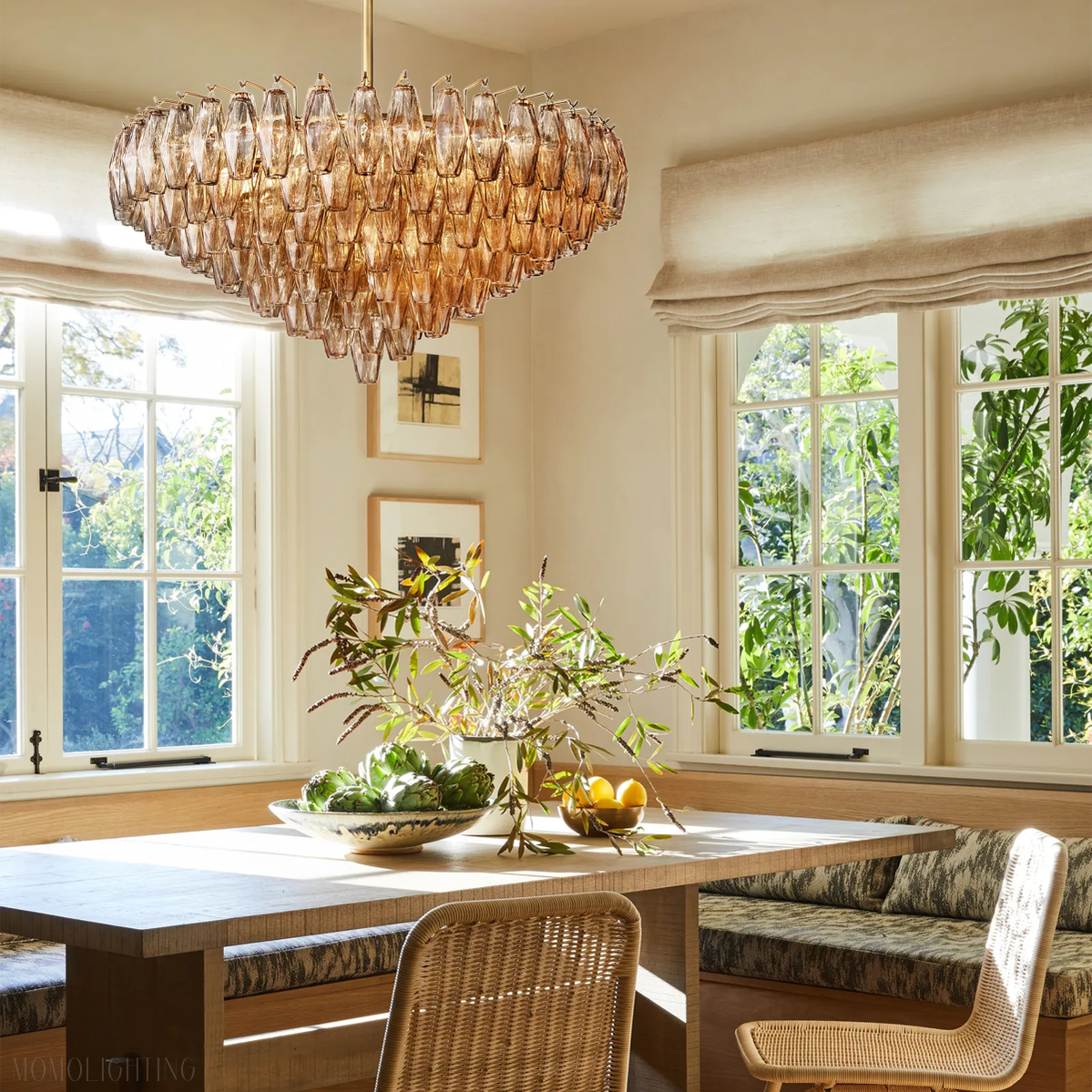 Chara Glass Tiered Round Chandelier 37"-MEET LIGHTING