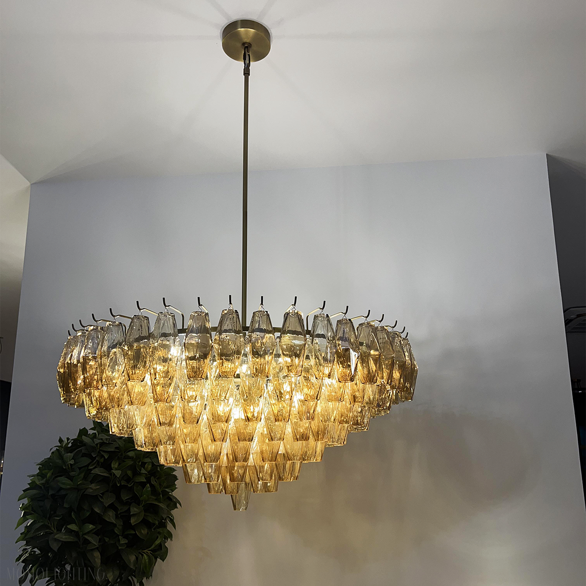 Chara Glass Tiered Round Chandelier 37"-MEET LIGHTING