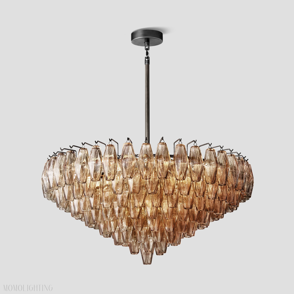 Chara Glass Tiered Round Chandelier 37"-MEET LIGHTING