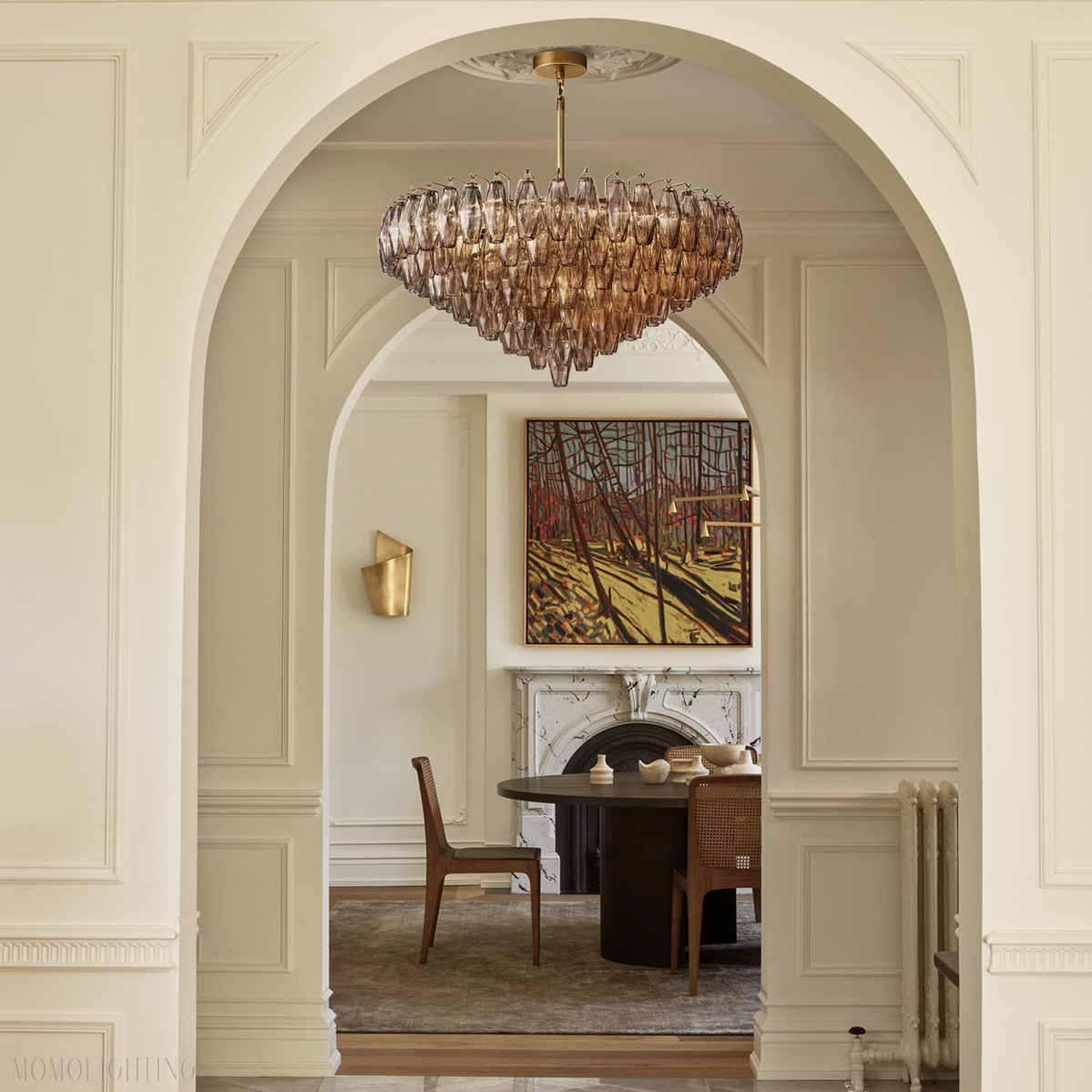 Chara Glass Tiered Round Chandelier 37"-MEET LIGHTING