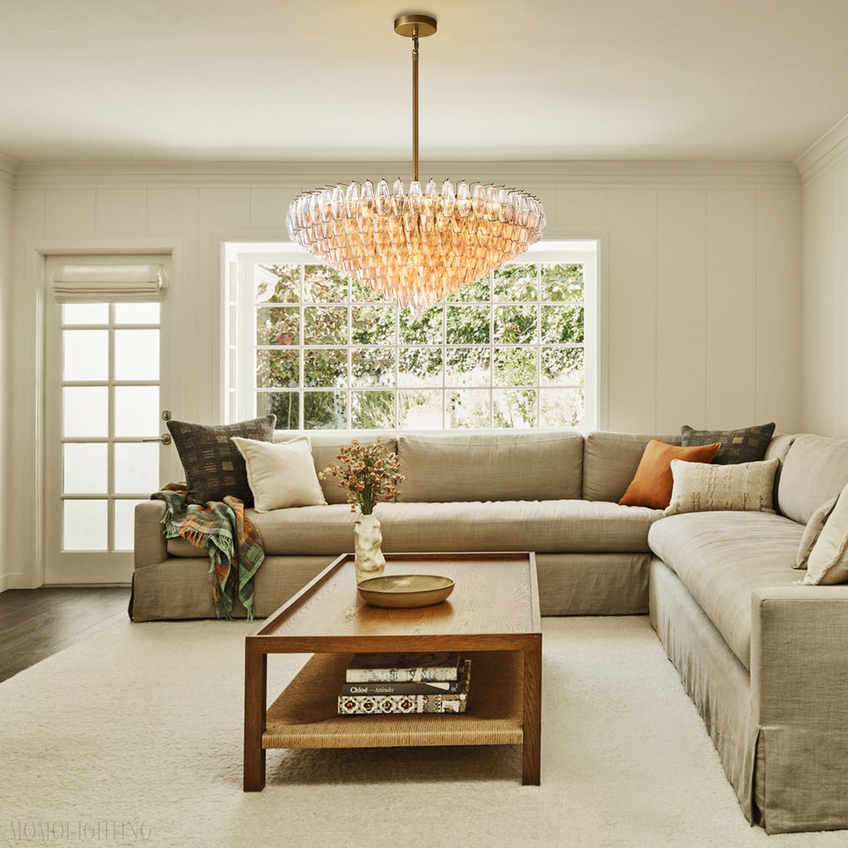 Chara Glass Tiered Round Chandelier 47"-MEET LIGHTING