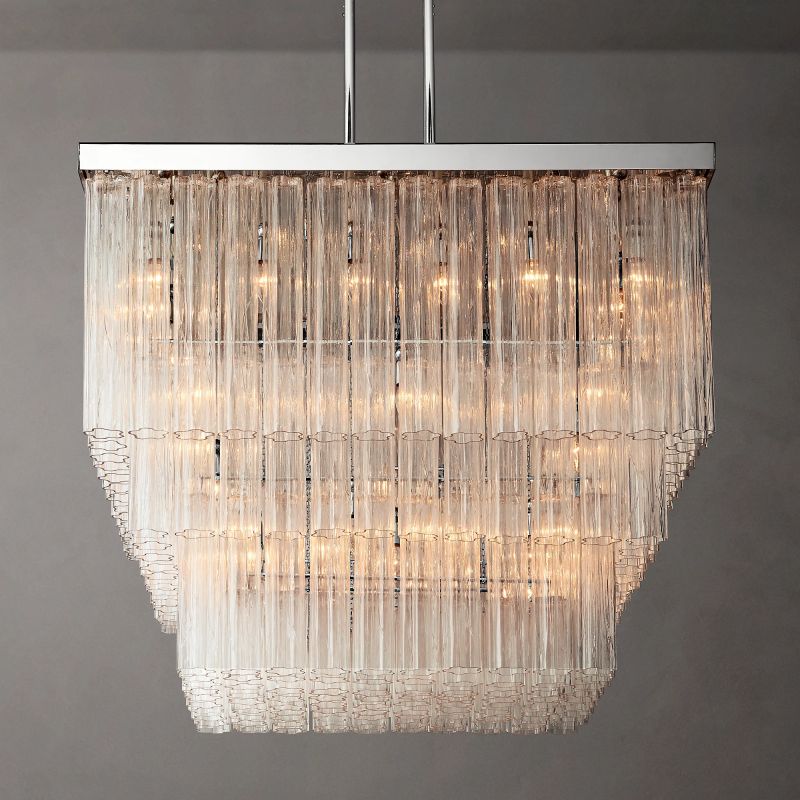 Clele Square Chandelier 45"-Meet Lighting