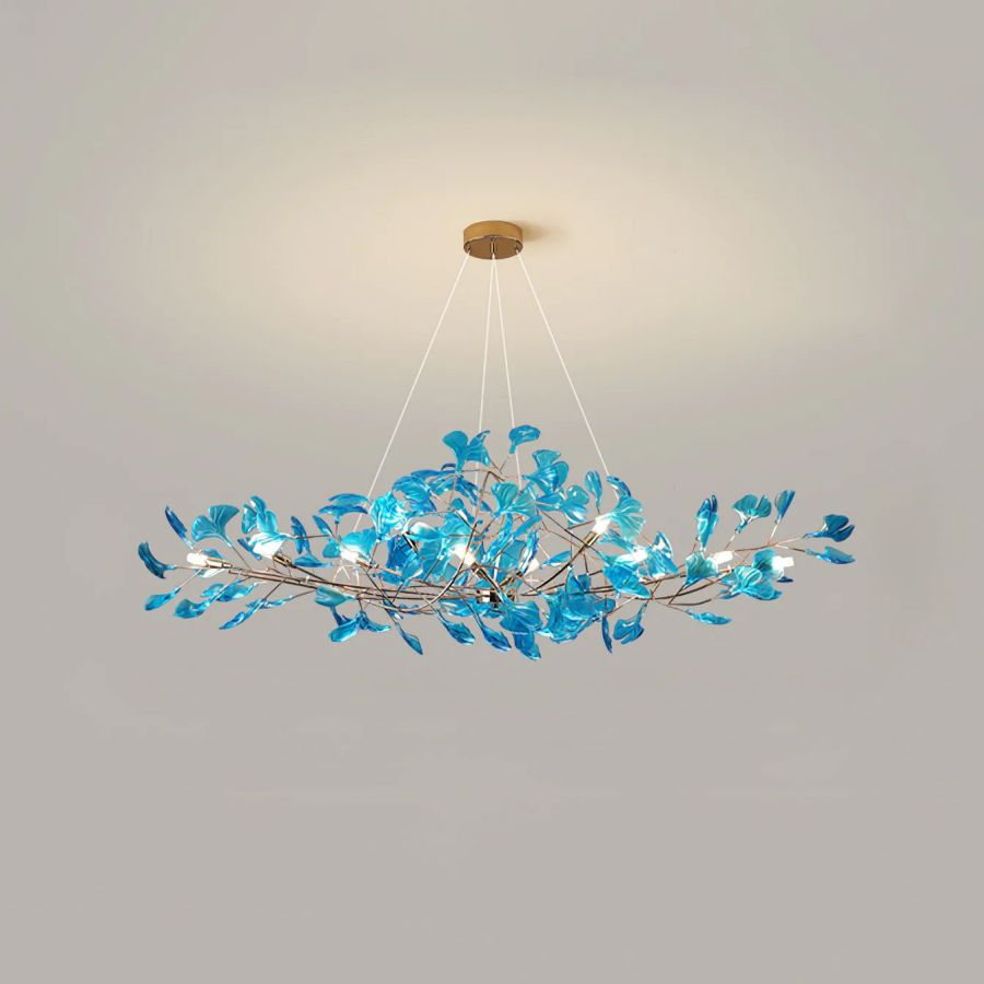 Colorful Glass Ginkgo Leaf Chandelier-MEET LIGHTING