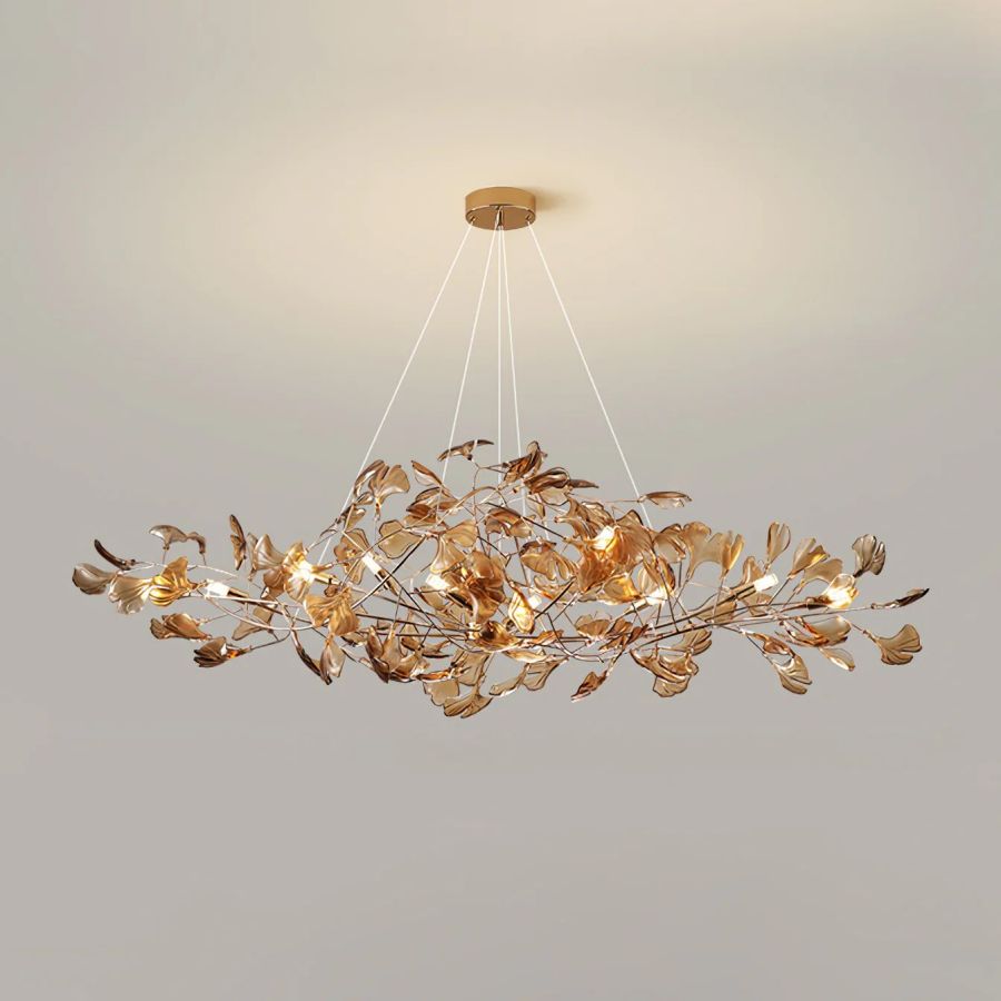 Colorful Glass Ginkgo Leaf Chandelier-MEET LIGHTING