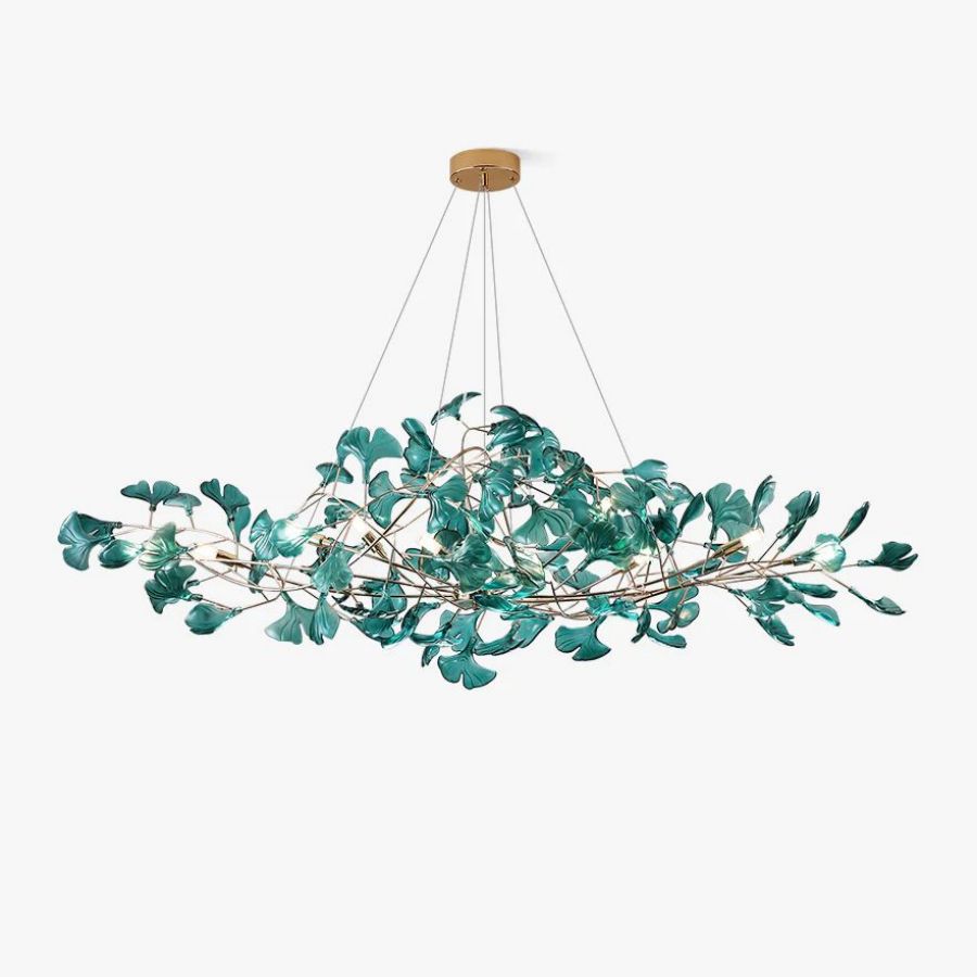 Colorful Glass Ginkgo Leaf Chandelier-MEET LIGHTING
