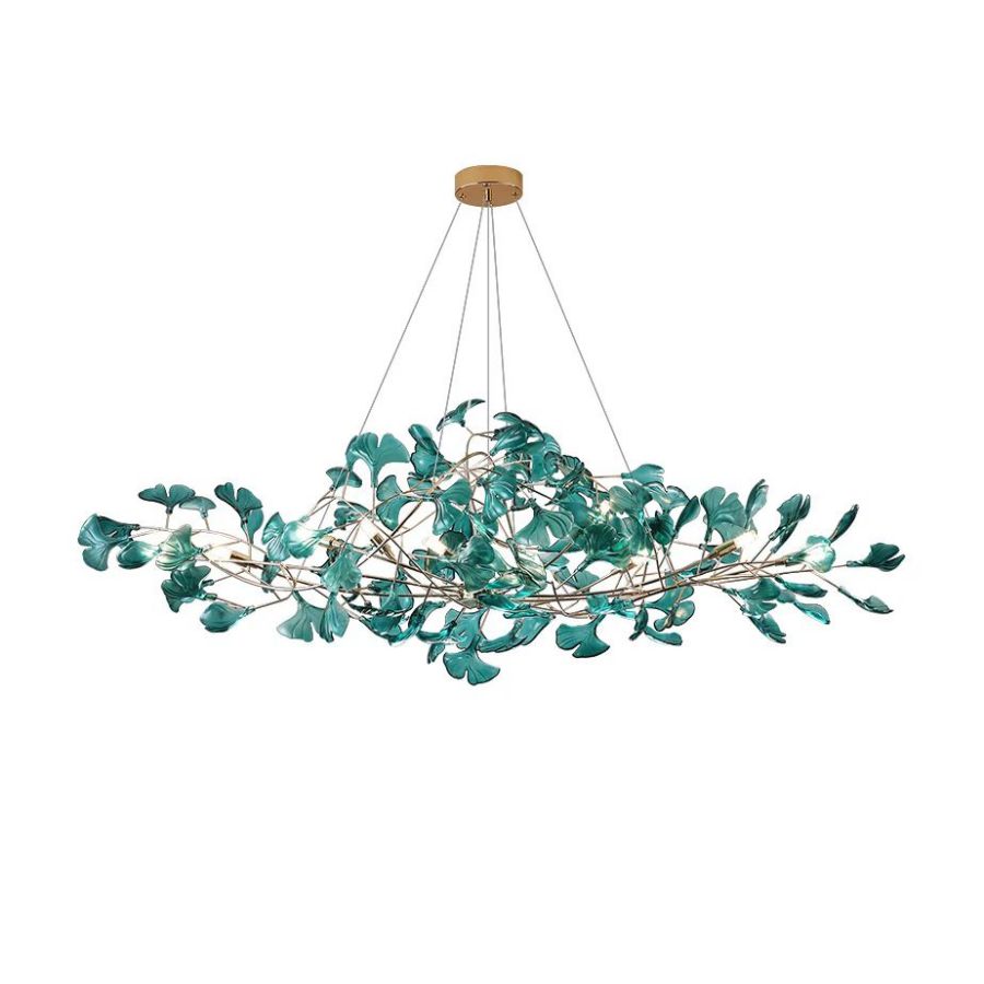 Colorful Glass Ginkgo Leaf Chandelier-MEET LIGHTING