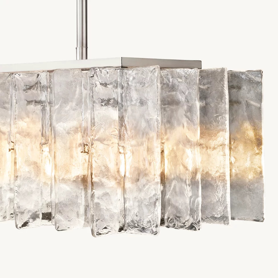 Lattic Clear Glass Rectangular Chandelier 67"-MEET LIGHTING