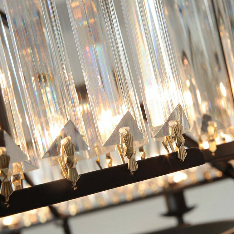Decorative 6/ 8/ 10/ 12-Light Crystal Ceiling Chandelier Triangular Prism Island Light Fixture Metal Shade for Living Room-MEET LIGHTING