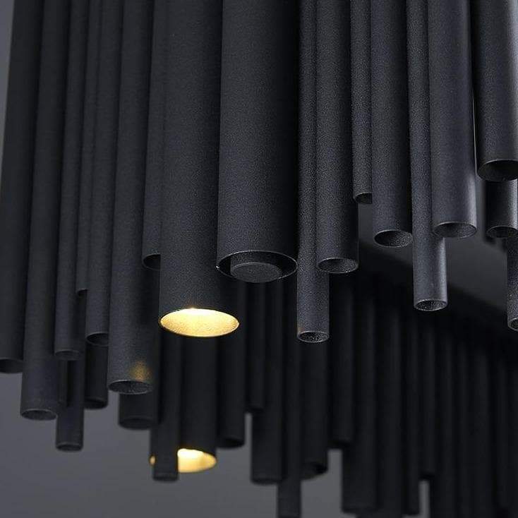 Dore Black Tubular Rectangle Chandelier 32" 40"-Meet Lighting