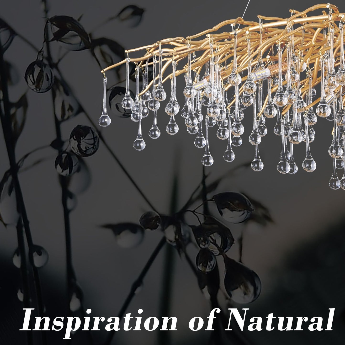 Doris Crystal Rectangular Branch Chandelier L45"-Meet Lighting