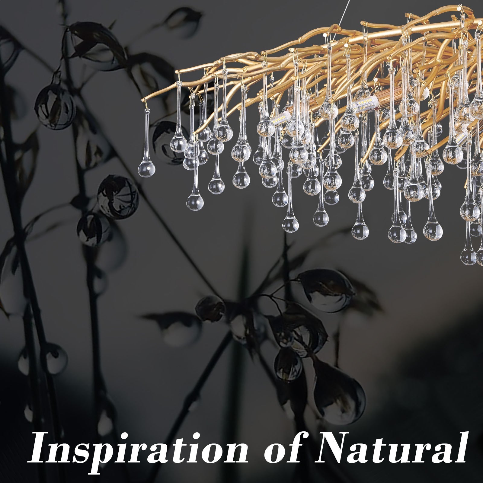 Doris Crystal Rectangular Branch Chandelier L45"-MEET LIGHTING