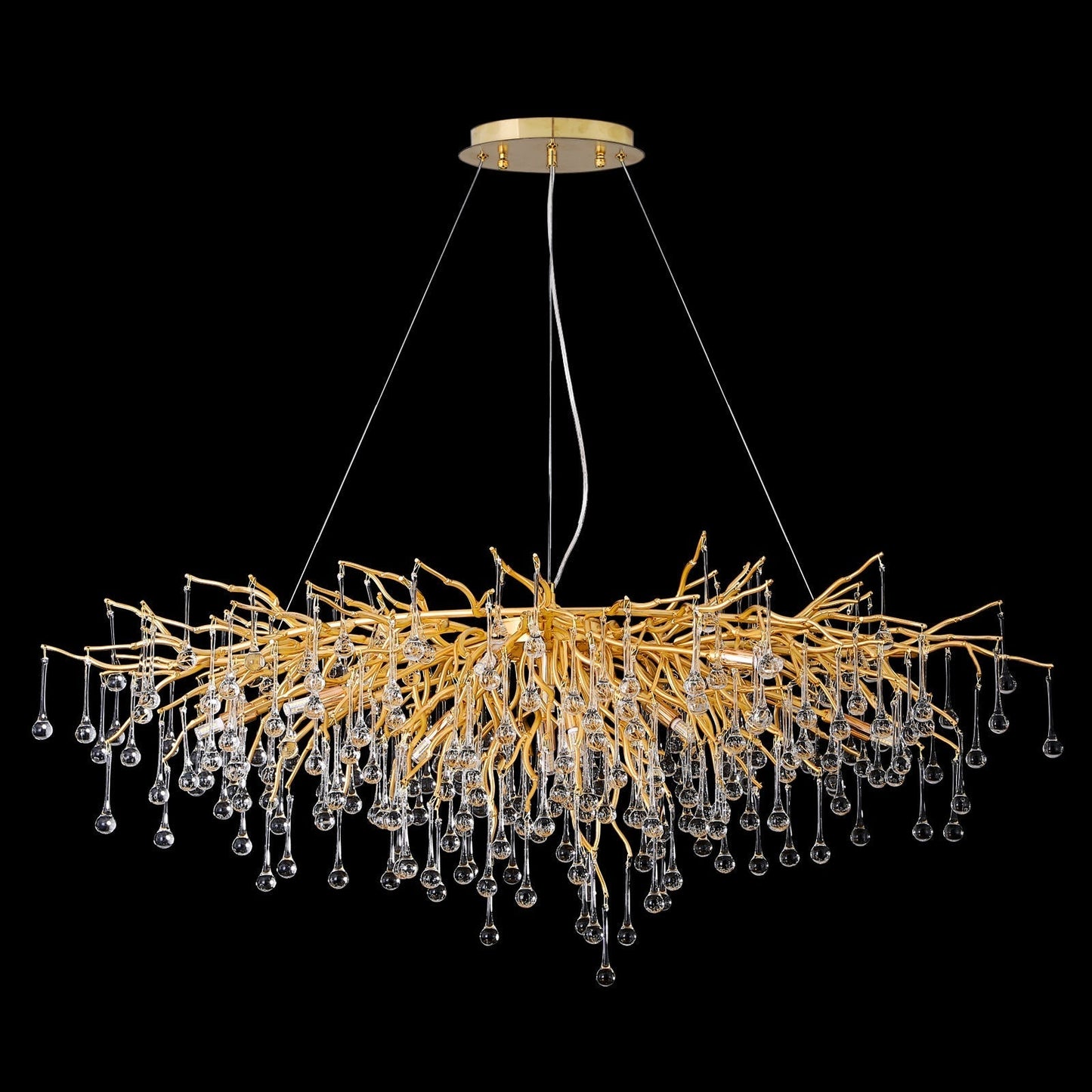 Doris Crystal Rectangular Branch Chandelier L45"-Meet Lighting