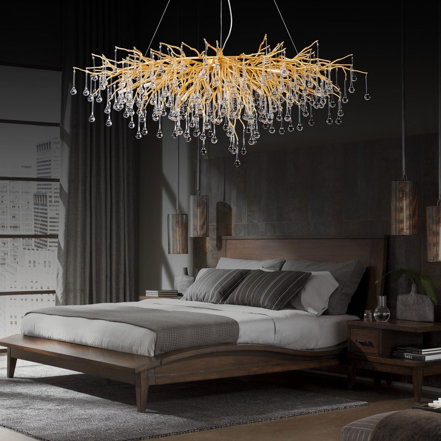 Doris Crystal Rectangular Branch Chandelier L45"-Meet Lighting