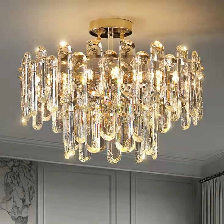 Modern Style Two Layers Crystal Chandelier For Living Room / Round Dining Table-MEET LIGHTING