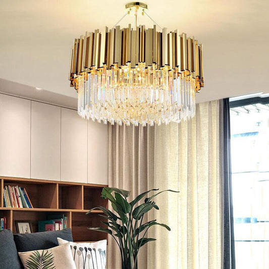 Elian Round Crystal Chandelier-Meet Lighting