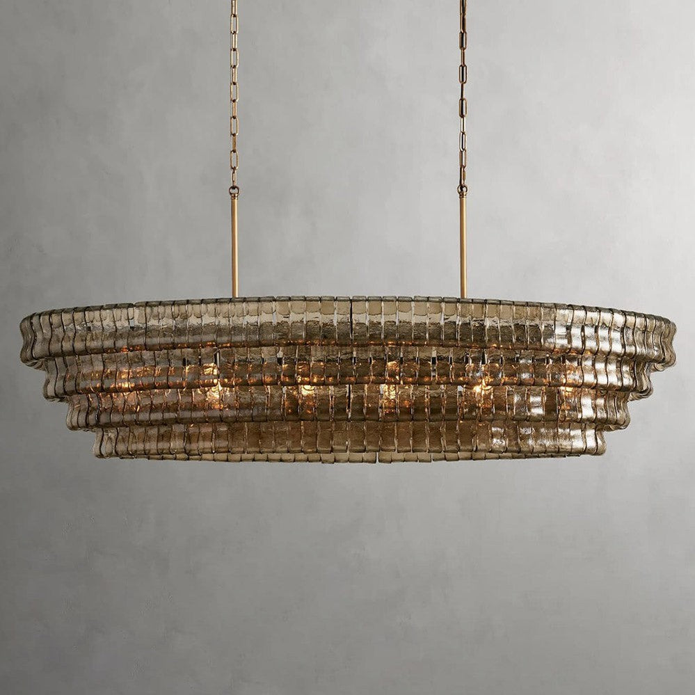 Ghiaccio Oval Art Glass Chandelier-Meet Lighting