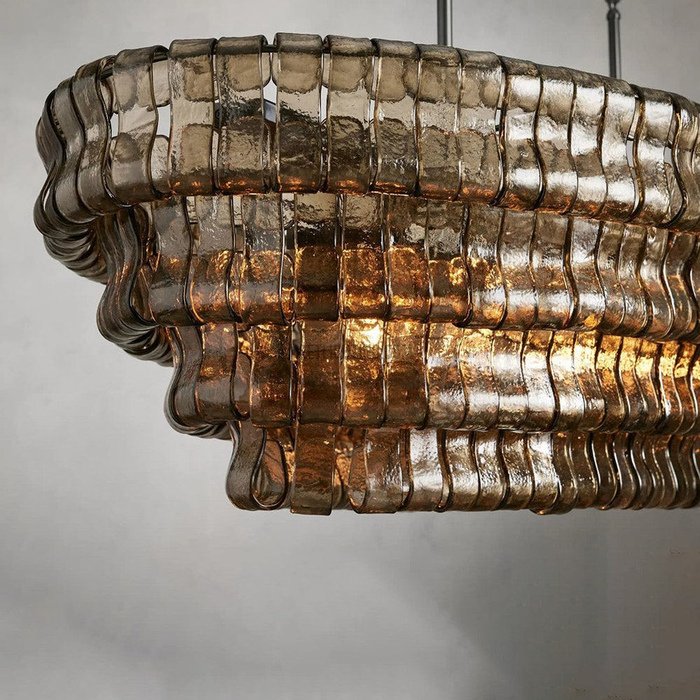 Ghiaccio Oval Art Glass Chandelier-Meet Lighting